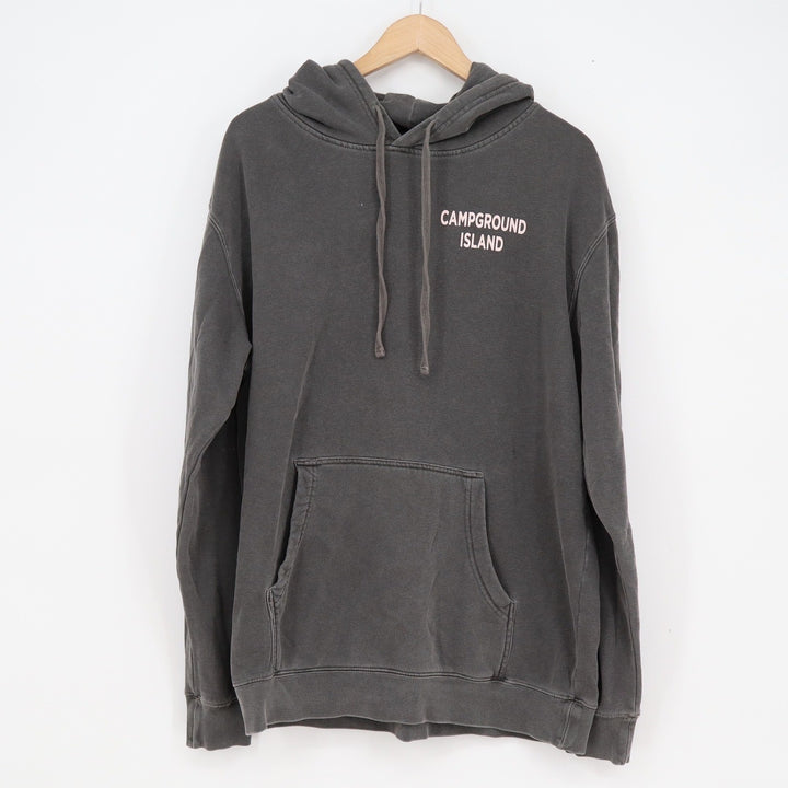 Independent Trading Co Campground Island Hoodie Grey Graphic Sweatshirt Large