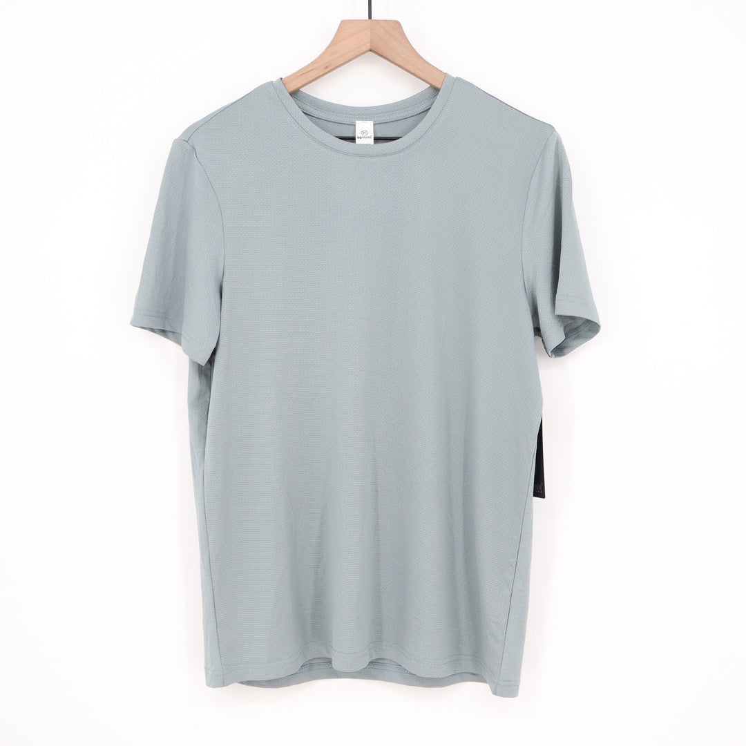 90 Degree by Reflex Mens Pique Track Tee Lead Gray Blue Short Sleeve Shirt S New