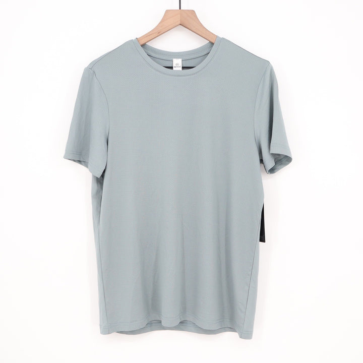 90 Degree by Reflex Mens Pique Track Tee Lead Gray Blue Short Sleeve Shirt S New