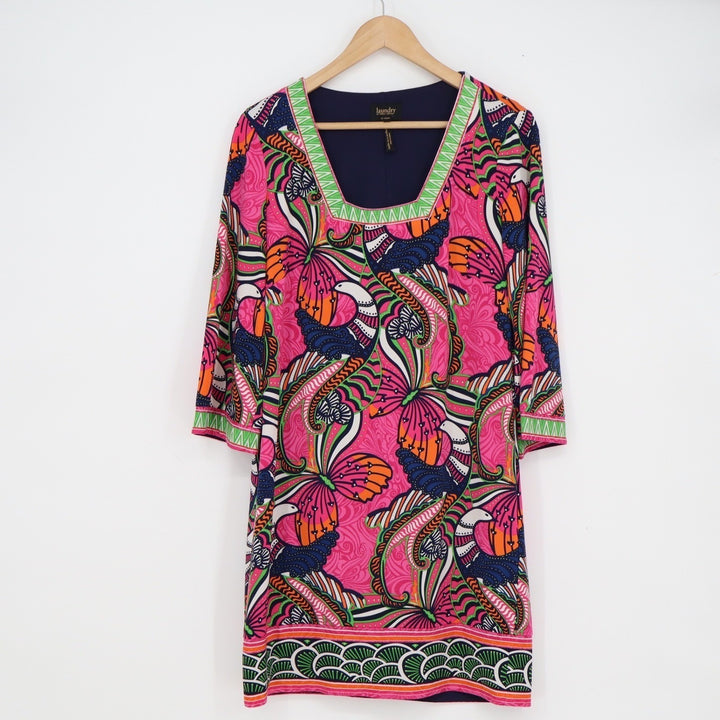 Laundry by Shelli Segal Pink Butterfly Print Square Neck Shift Dress Size 6