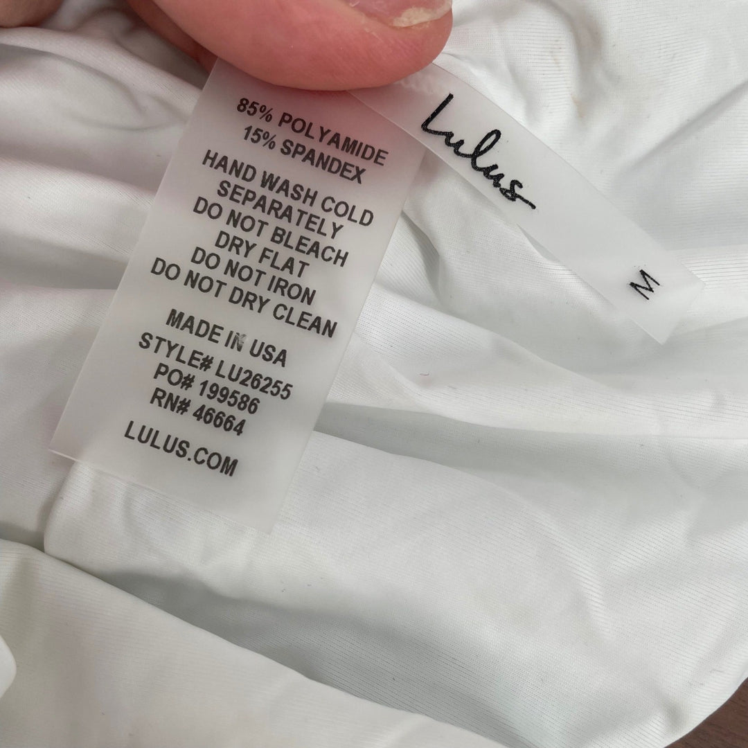 Lulus White One Shoulder Cutout Swim Top Bikini Beach Resort XL