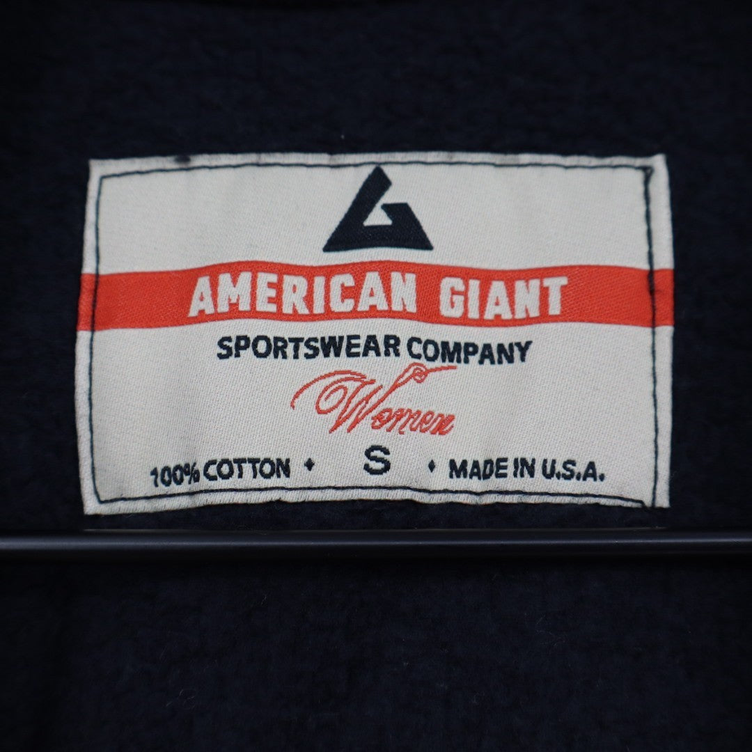 American Giant Hoodie Womens Small Black Cotton Logo Full Zip Pockets Ribbed Hem