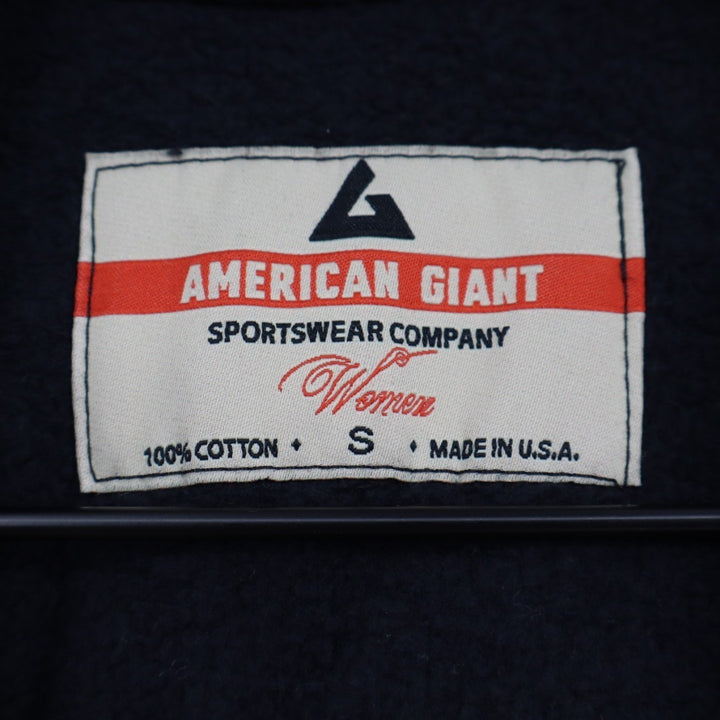 American Giant Hoodie Womens Small Black Cotton Logo Full Zip Pockets Ribbed Hem