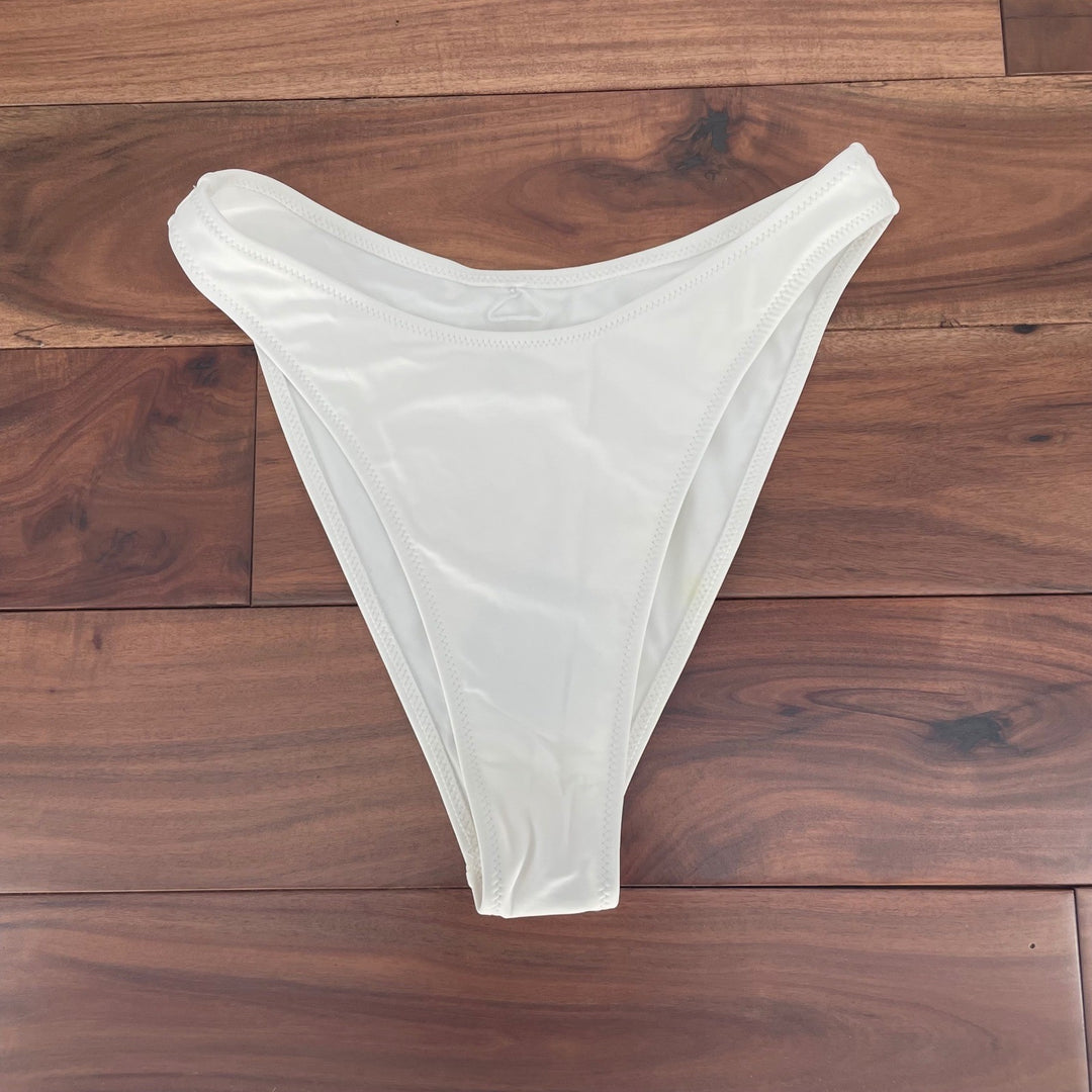 Lulus White High Leg Bikini Bottoms Swimsuit Size Medium L13Bottom