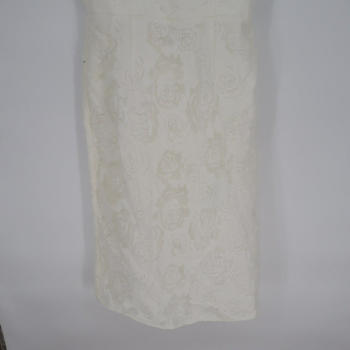 Lulus Odetta Burnout Puff Sleeve Lace-Up Midi Dress Womens Large White Floral