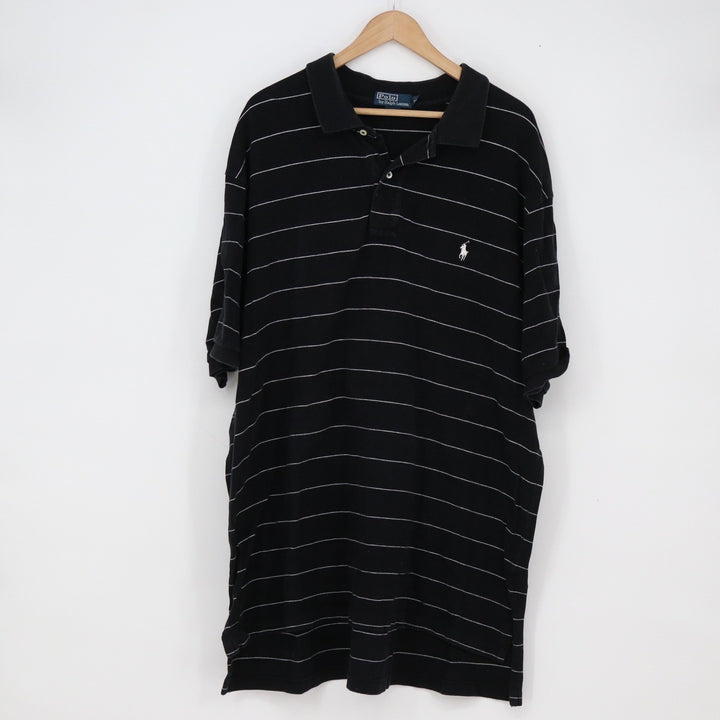 Polo Ralph Lauren Polo Shirt Mens 2XB Big Black Striped Button-down Excellent