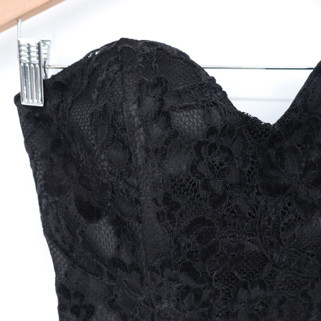 Naked Wardrobe Black Floral Lace Bustier Crop Top Sweetheart NWSP20-T7 XL Mens
