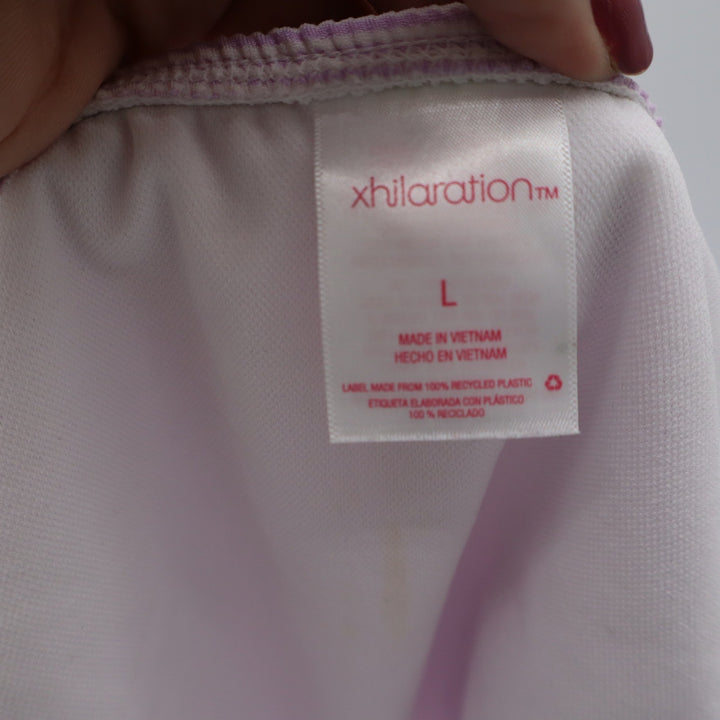 Xhilaration Purple White Seersucker Striped Bikini Bottom Swimsuit L