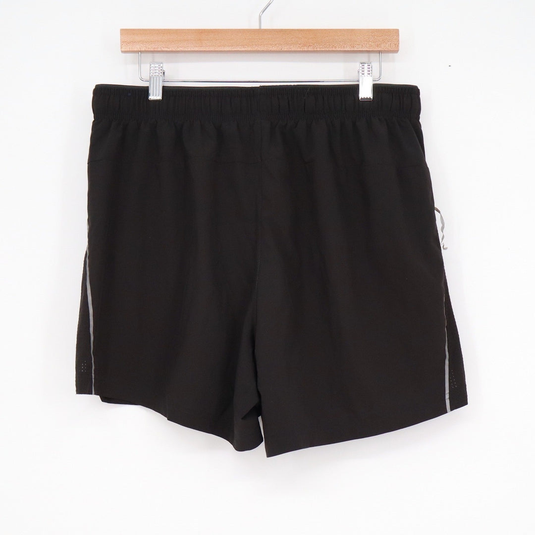 Mens Black Athletic Running Shorts 5 Inch Inseam Lined Pockets Size L