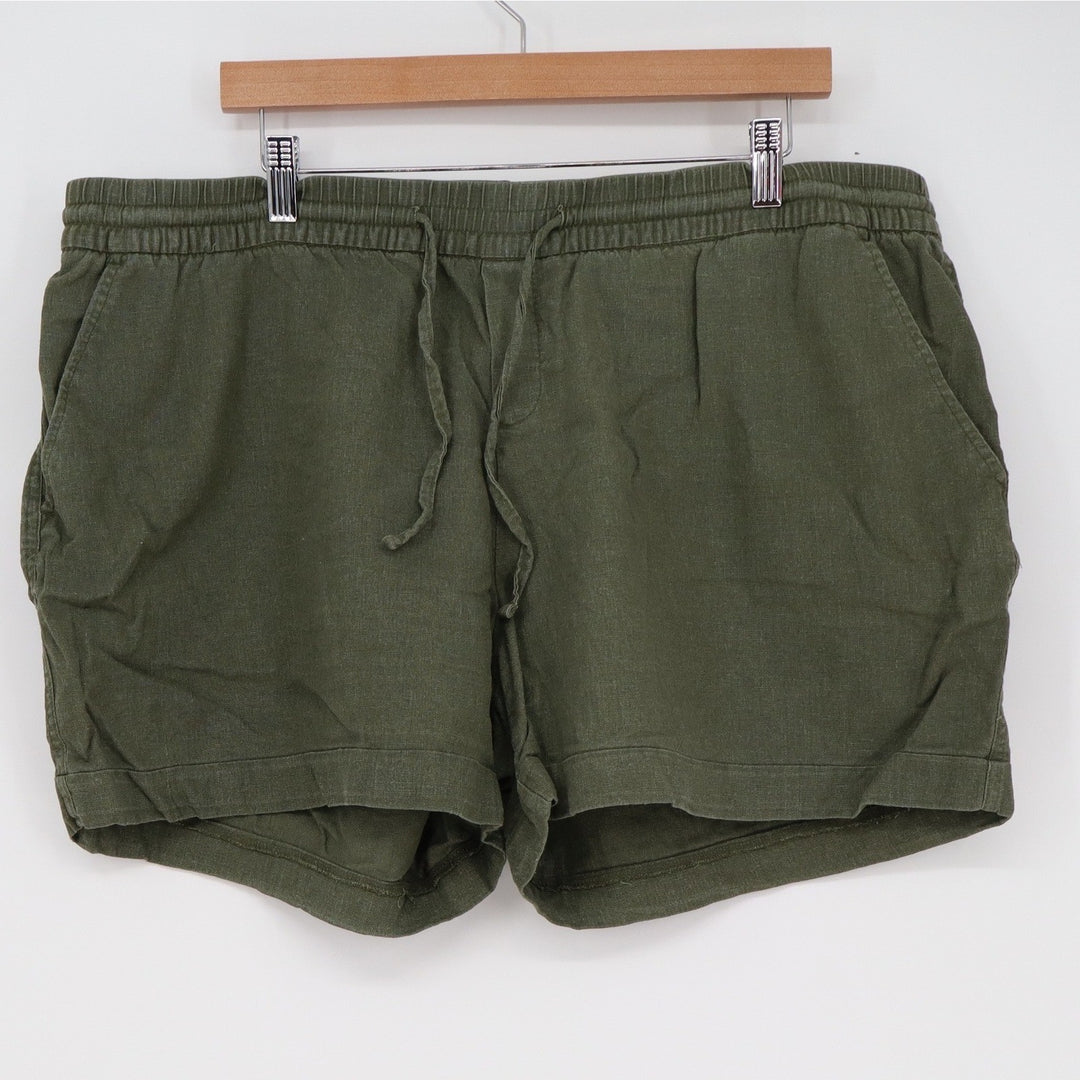 Old Navy Womens XL Olive Green Linen Blend Drawstring Elastic Waist Shorts XL