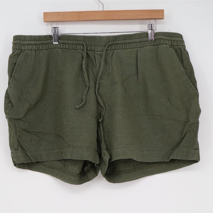 Old Navy Womens XL Olive Green Linen Blend Drawstring Elastic Waist Shorts XL
