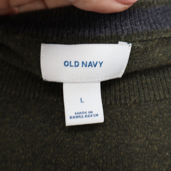 Old Navy Mens Large Olive Green Crew Neck Cotton Blend Pullover Sweater