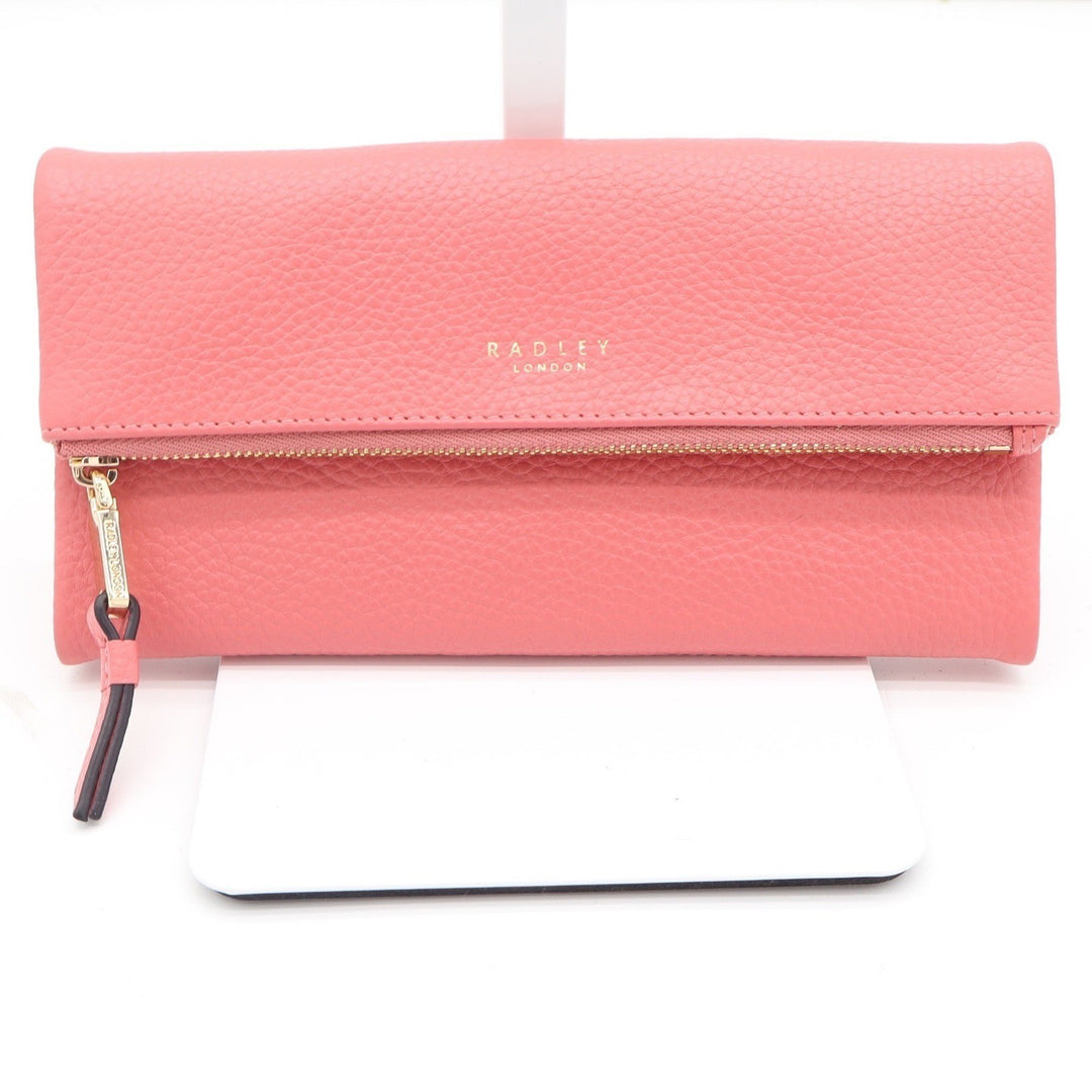 Radley London Medium Pink Pebbled Leather Flapover Matinee Wallet