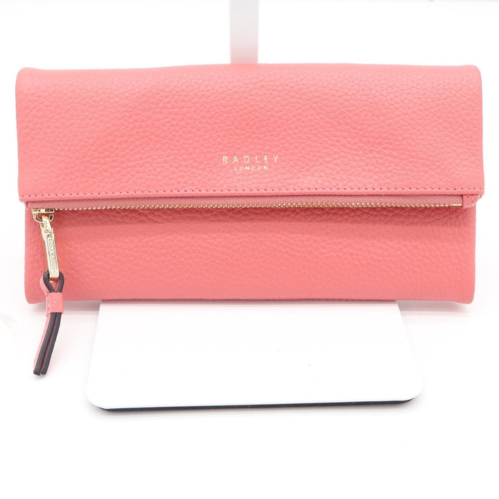 Radley London Medium Pink Pebbled Leather Flapover Matinee Wallet