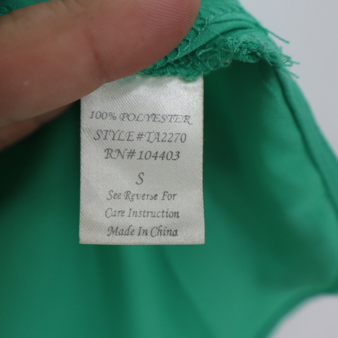 Blu Pepper Top Womens S Green Gold Studded V-Neck Sleeveless Excellent
