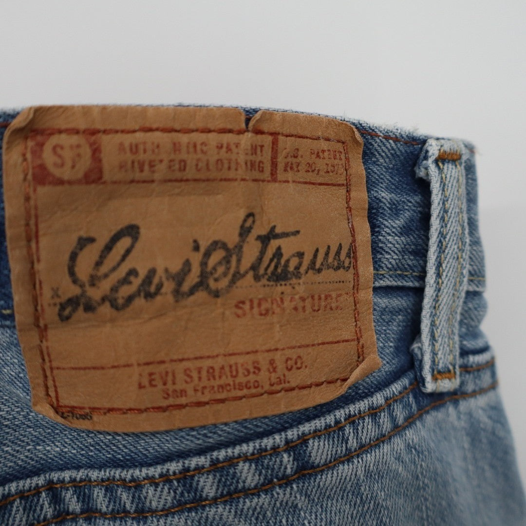 Signature by Levi Strauss Jeans Women 34x32 Blue Denim Distressed Loose Straight