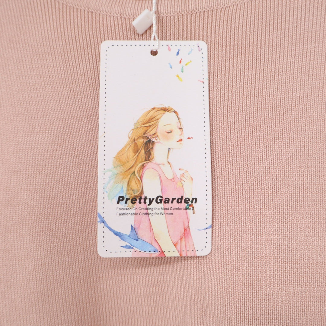 PrettyGarden Tank Top Womens M Pink High-Low Ribbed Knit Muscle Tee NEW
