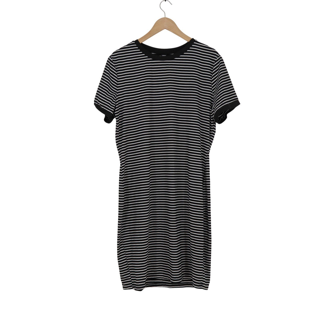 Shein Curve Black White Striped Short Sleeve T-Shirt Dress 2XL Plus Size