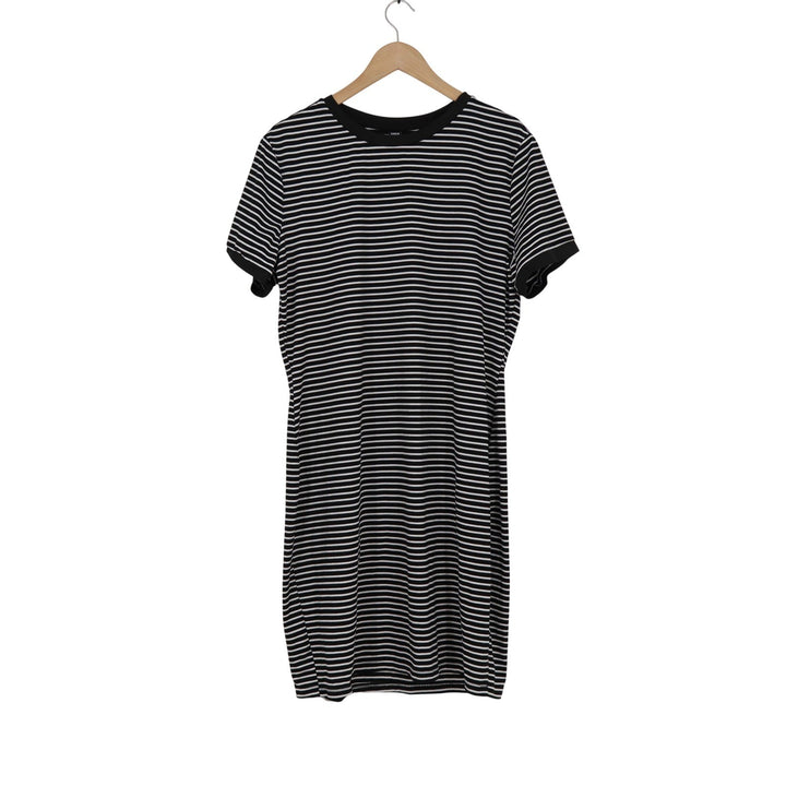 Shein Curve Black White Striped Short Sleeve T-Shirt Dress 2XL Plus Size