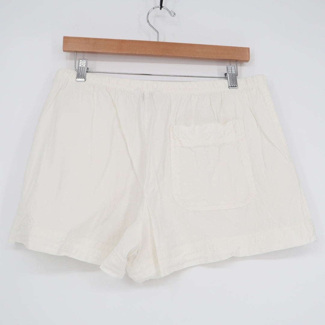 Athleta Womens White Linen Blend Drawstring Shorts Size M