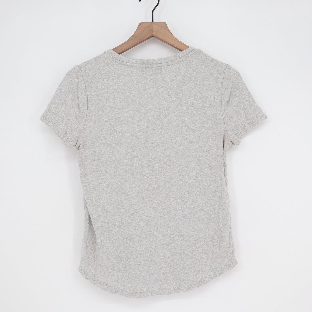 Marled Essentials Womens Gray V-Neck Pocket T-Shirt Cotton Modal Size M