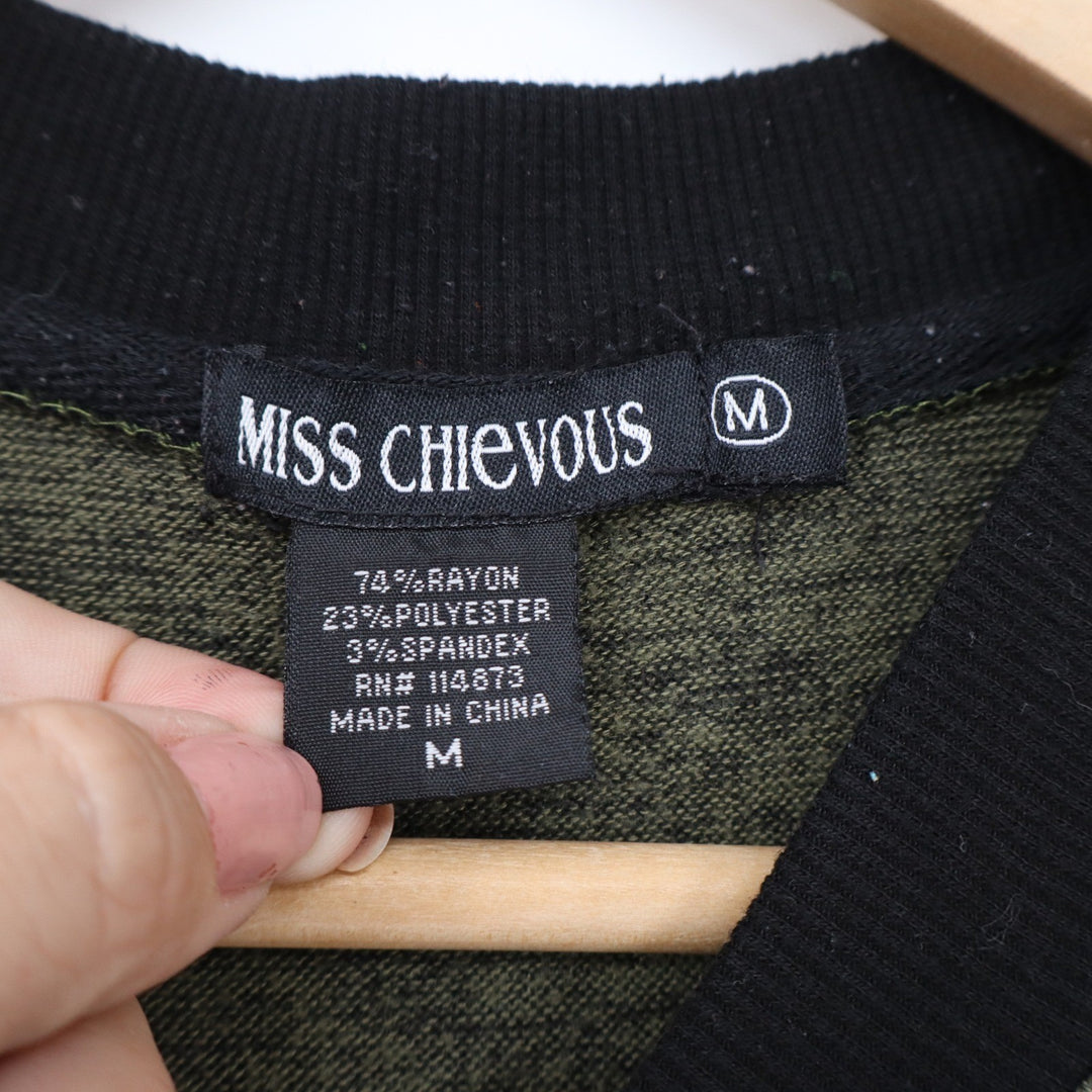 Miss Chievous Womens Olive Green Marled Full Zip Bomber Jacket Size M