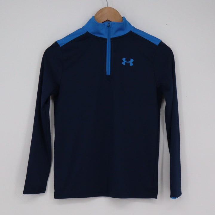 Under Armour Youth Medium HeatGear Quarter Zip Pullover Navy Blue 13596