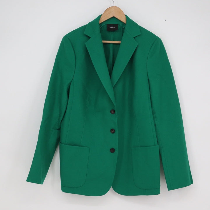 Akris Green Wool Cashmere 3-Button Blazer US 12 Emerald Luxury Professional