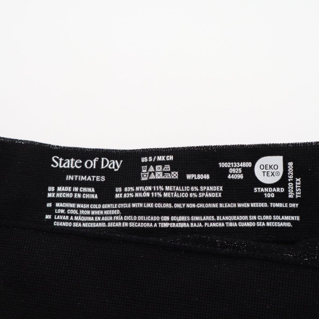 State of Day Intimates Seamless Shine Knit Boyshort Underwear Womens Small Black