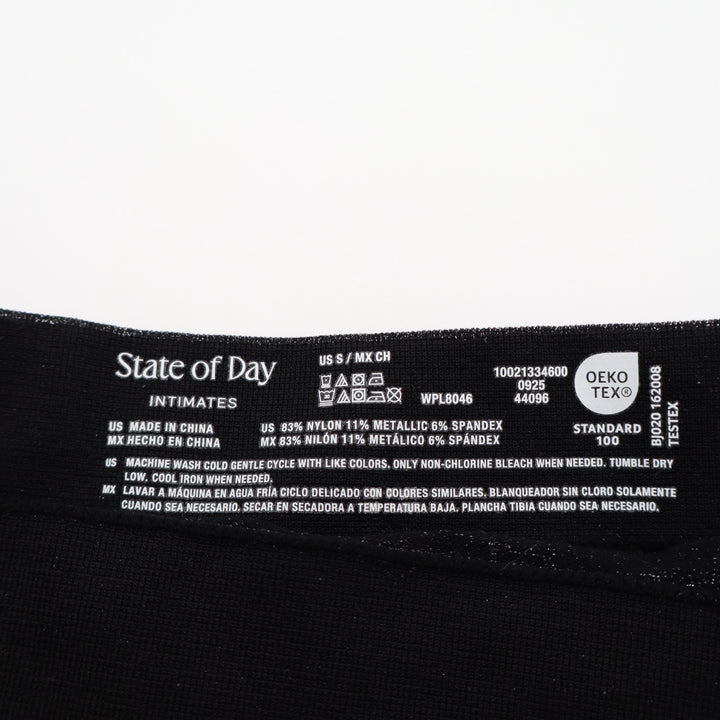 State of Day Intimates Seamless Shine Knit Boyshort Underwear Womens Small Black