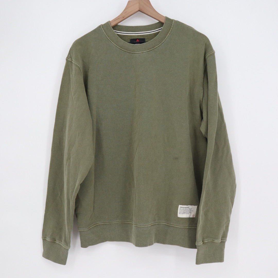 American Giant Sweatshirt Mens Medium Olive Green Cotton Crew Neck Long Sleeve