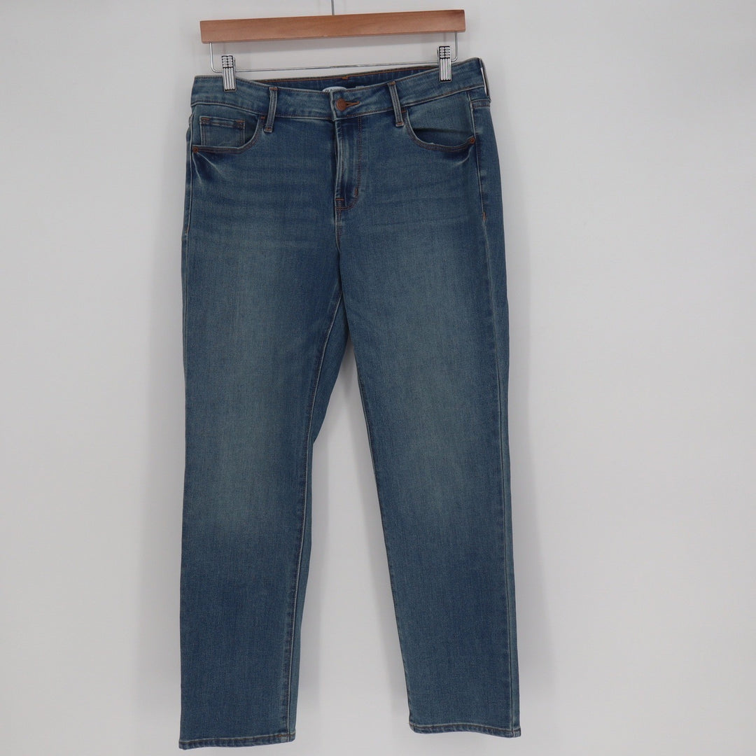 Old Navy Power Slim Straight Jeans Womens 8 Short Medium Wash Blue Stretch Denim