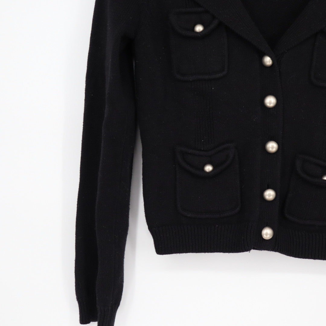 Mossimo Black Knit Button Front Cardigan Jacket Blazer Style Pockets Size M