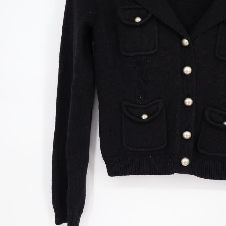Mossimo Black Knit Button Front Cardigan Jacket Blazer Style Pockets Size M