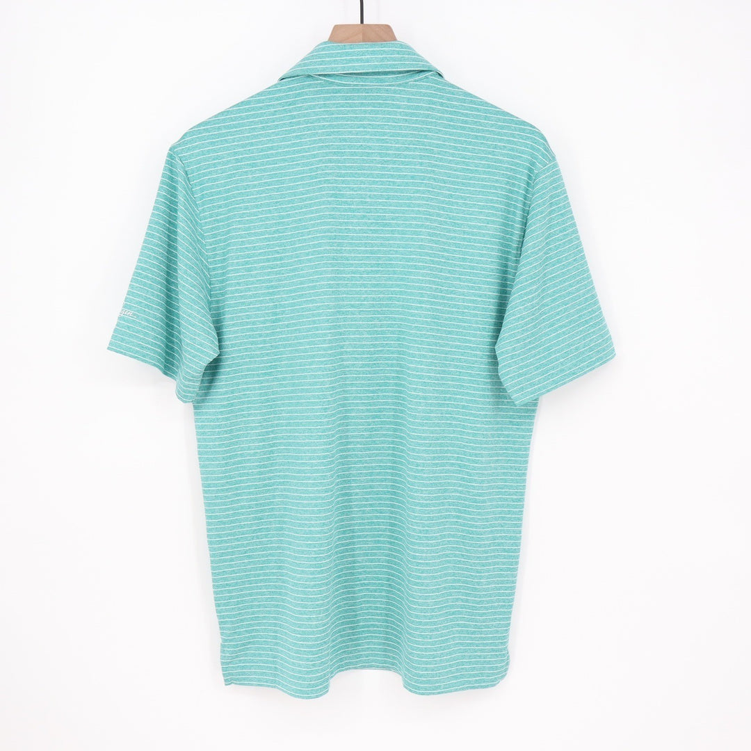 Walter Hagen Mens P11 Classic Stripe Polo Shirt Aquatic Teal White Small