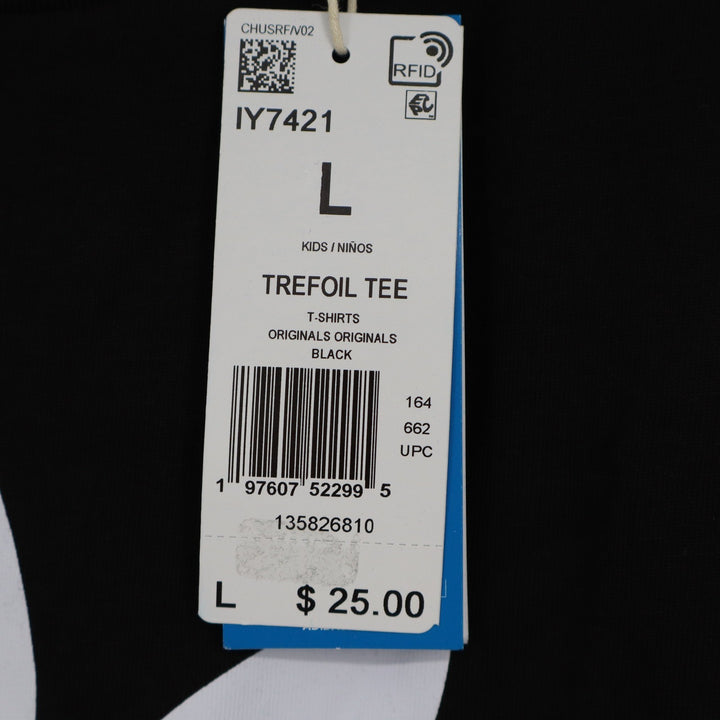 Adidas Originals Kids Trefoil Tee Black White Logo T-Shirt Size L 13-14Y
