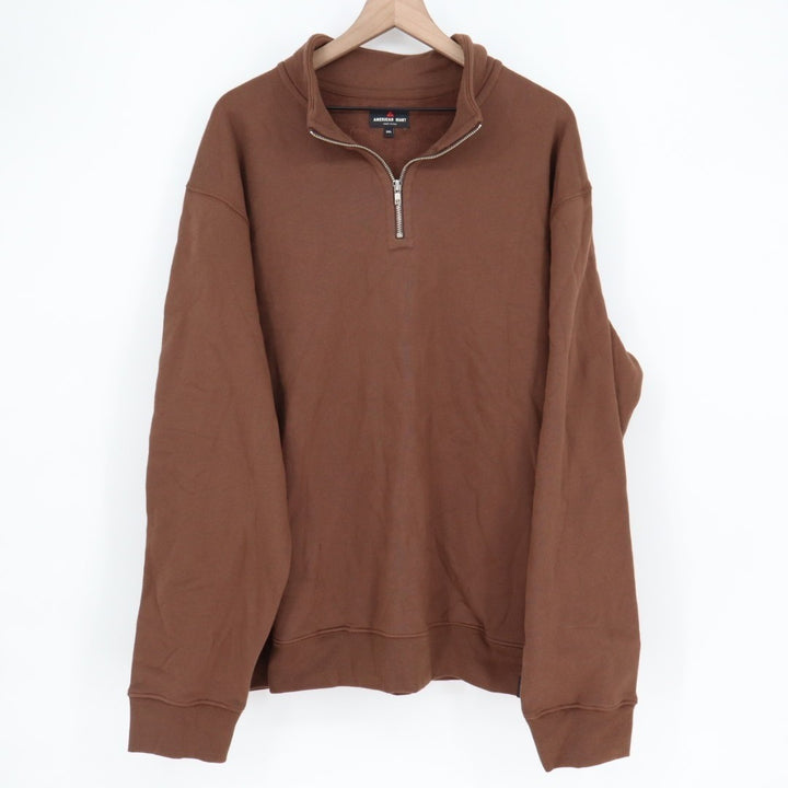 American Giant Carolina Quarter Zip Sweatshirt Mens 2XL Brown Ribbed Classic Fit