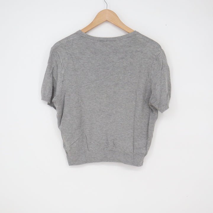H&M Divided Knit Top Womens L Short Sleeve Crew Neck Gray Solid Excellent