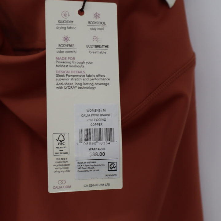CALIA Womens Powermove 7/8 Leggings Copper High Rise Size M NEW