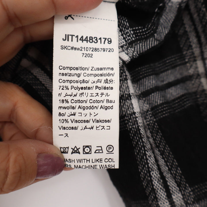 SHEIN Black White Plaid Cropped Flannel Shirt XS