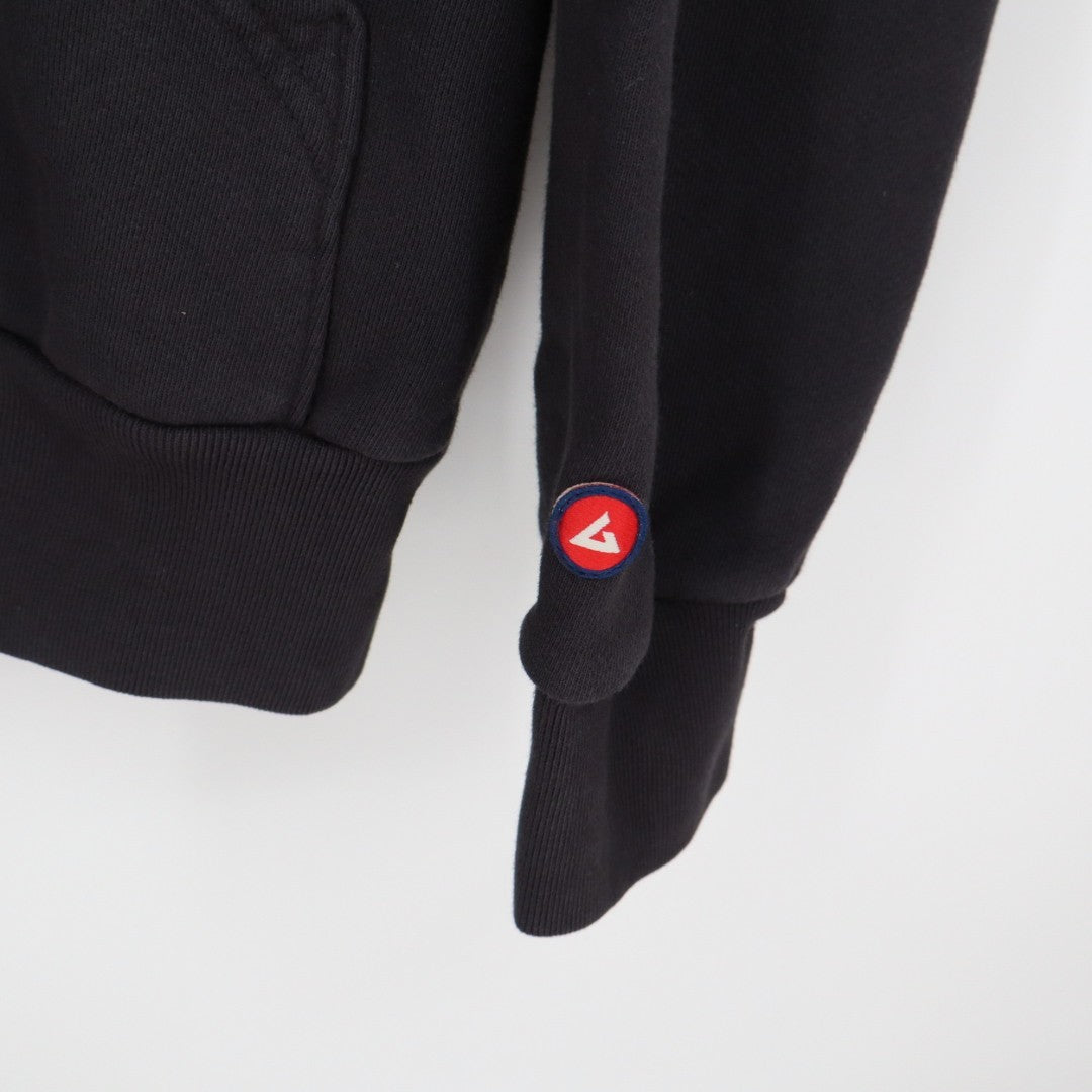 American Giant Hoodie Mens Medium Black Cotton Kangaroo Pocket Ribbed Sleeve