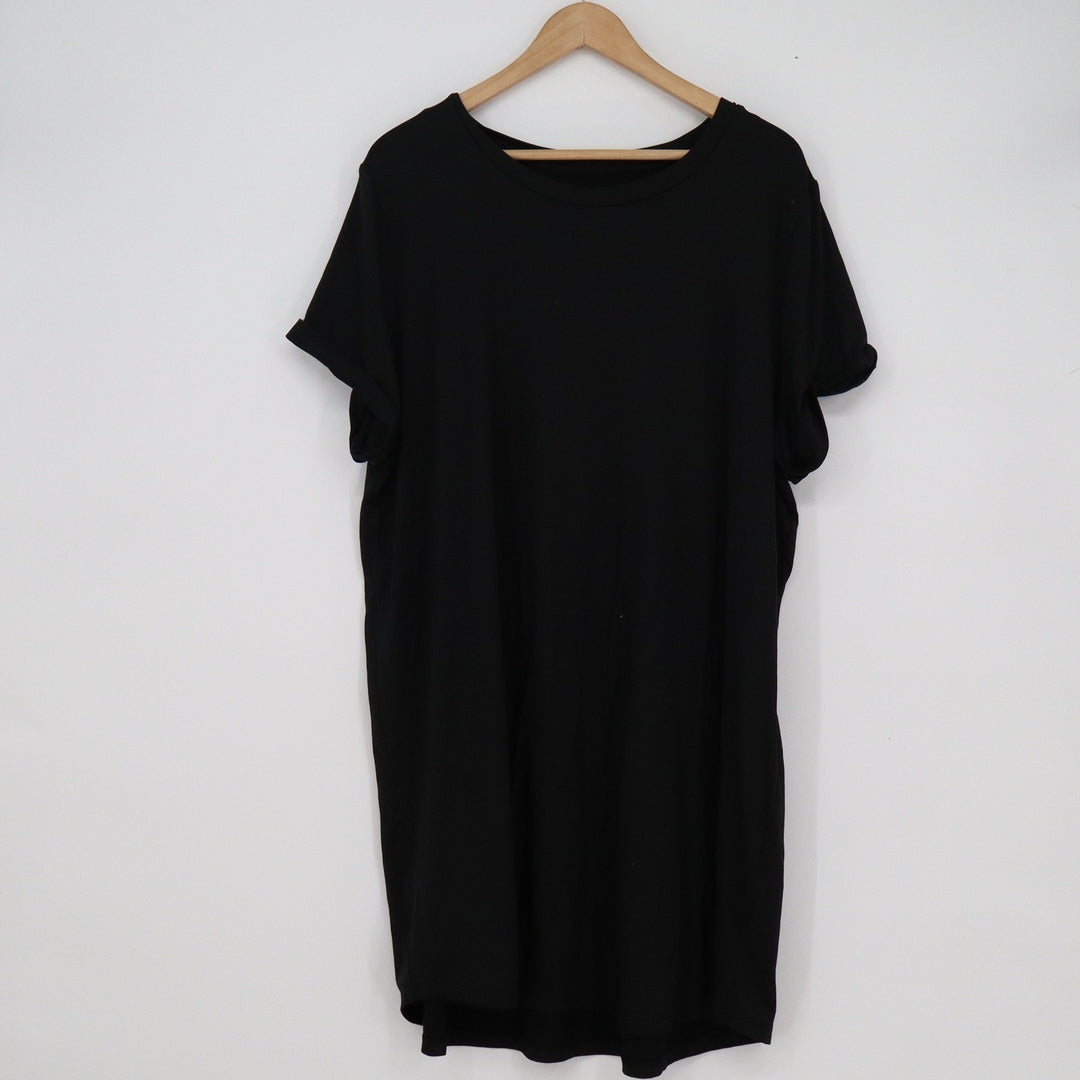 Sweet Tea's by Pink Rose Black Cuffed Short Sleeve T-Shirt Dress 2X