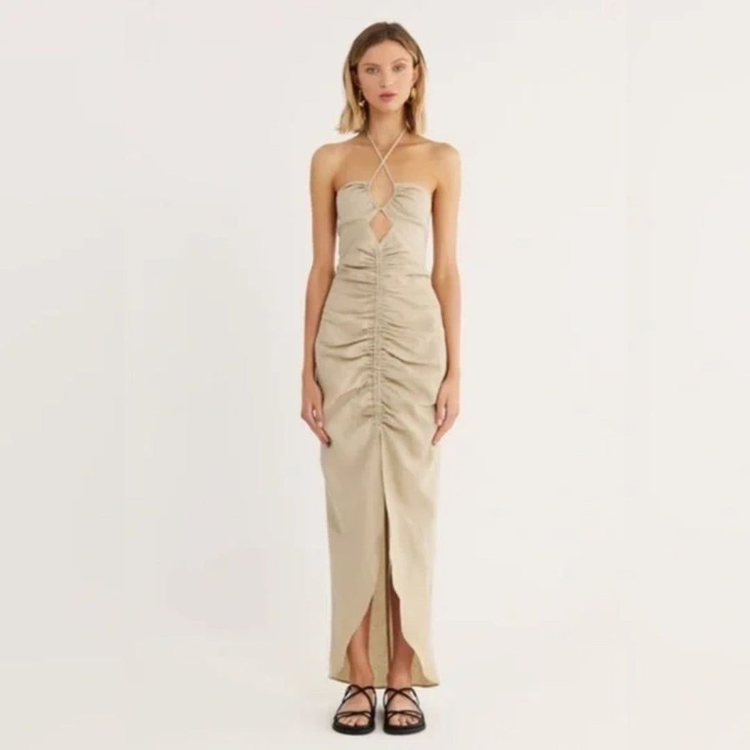 Rumer Estelle Halter Maxi Dress Size M