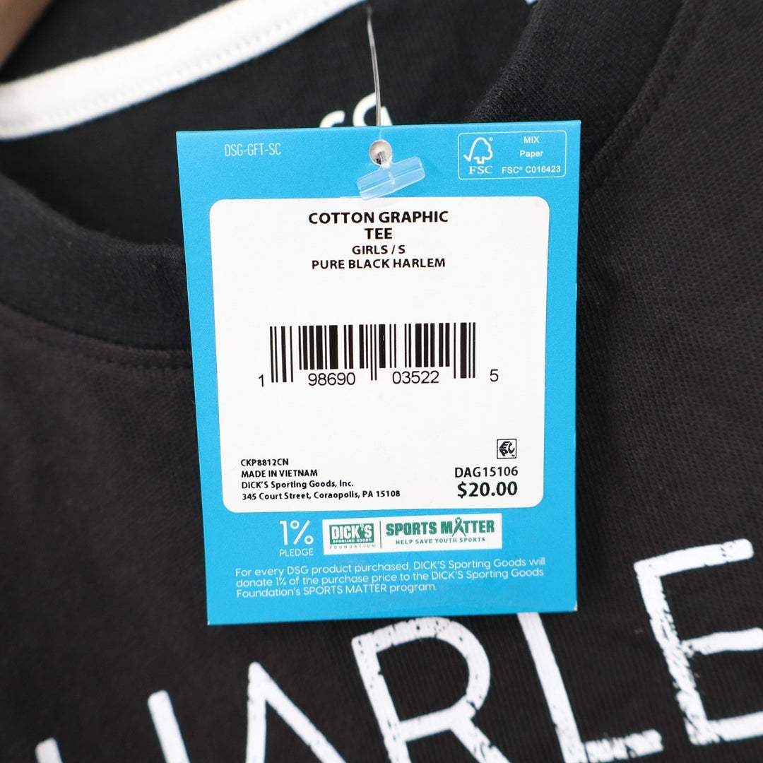 DSG Girls Small Harlem New York 1948 Basketball Graphic Tee Black