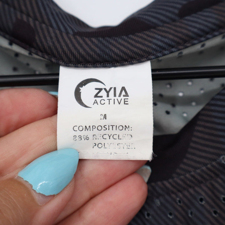 Zyia Active Tank Top Mens Medium Camo Gray Perforated Mesh Athletic Excellent