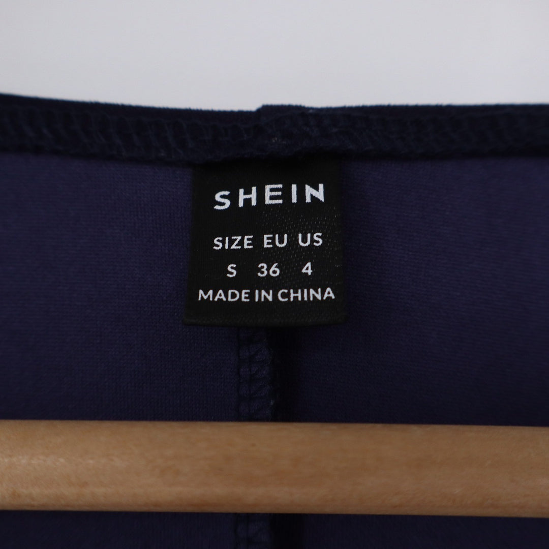 SHEIN Navy Blue Cropped Waistcoat Vest V-Neck Button Front Size S 4
