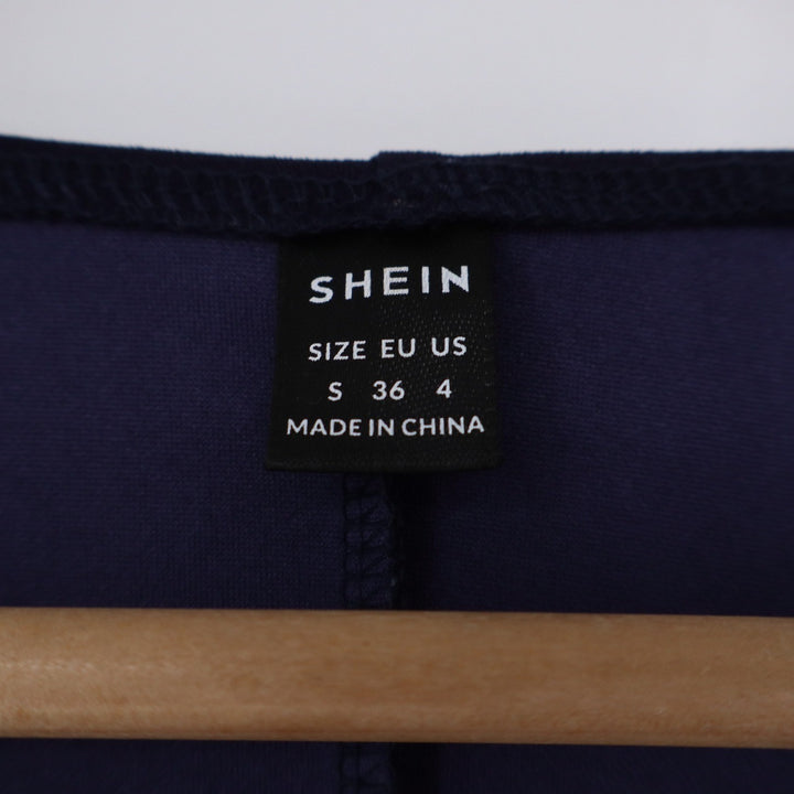 SHEIN Navy Blue Cropped Waistcoat Vest V-Neck Button Front Size S 4