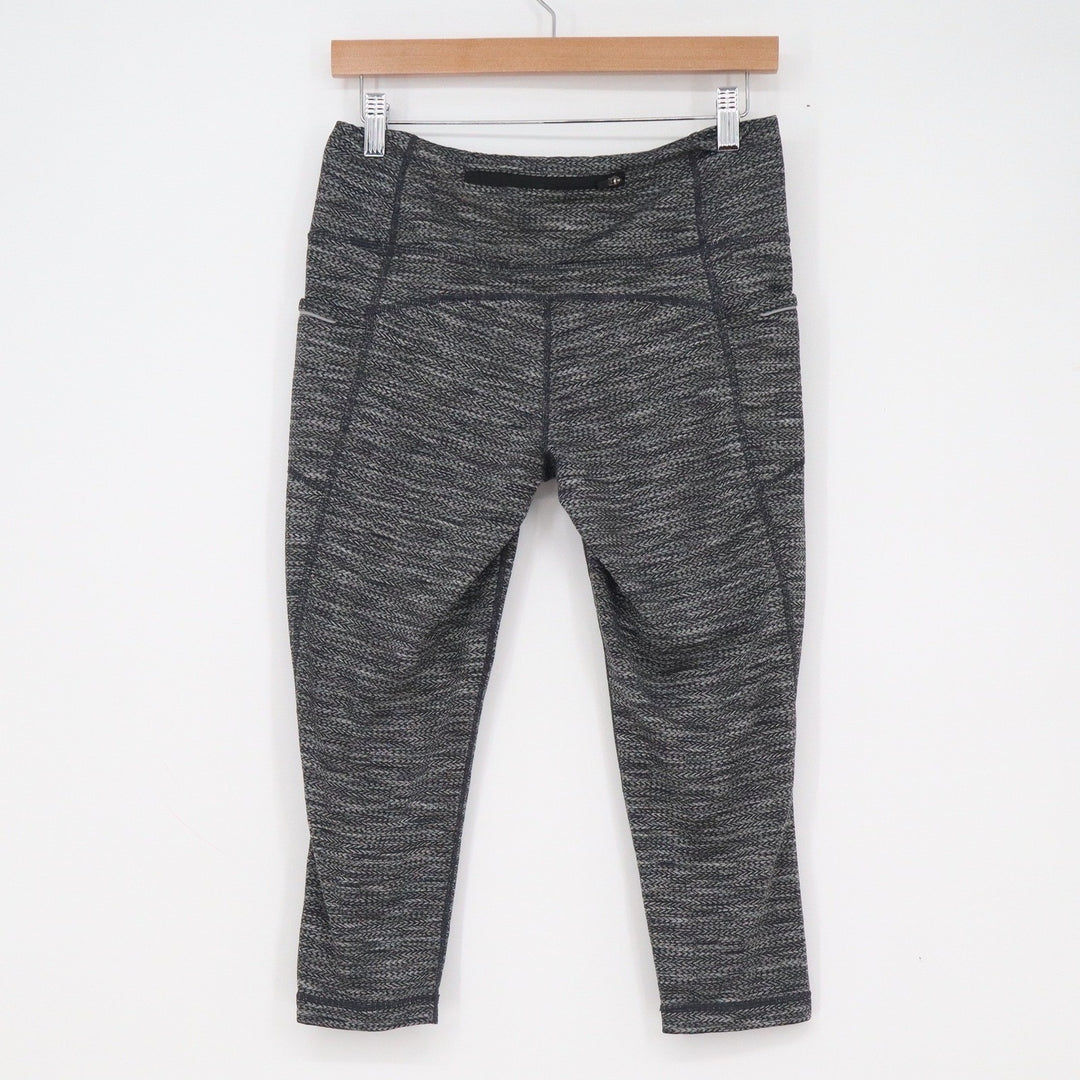 Title Nine MPG Womens Medium Gray Space Dye Crop Athletic Leggings Pockets