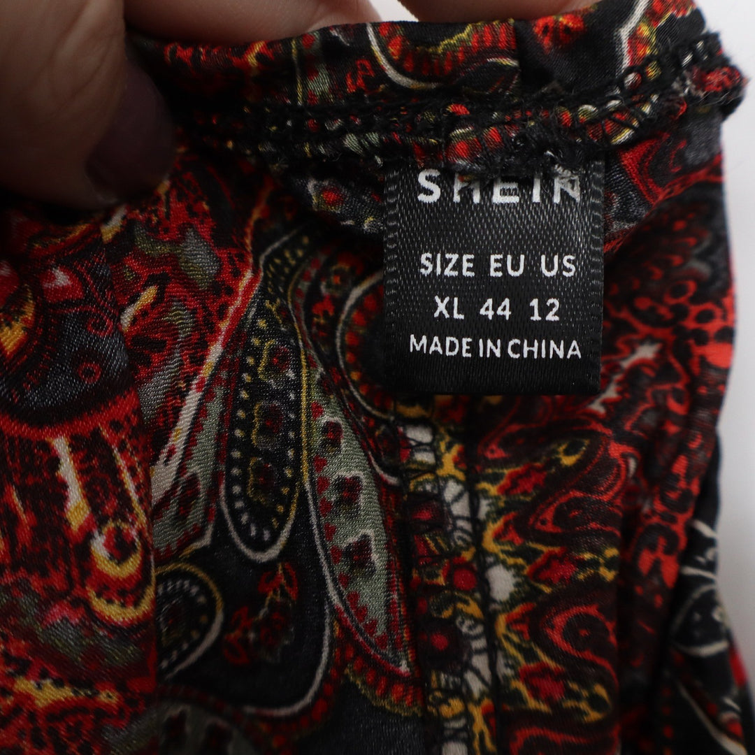 SHEIN Red Paisley Cowl Neck Slip Dress Sleeveless XL 12