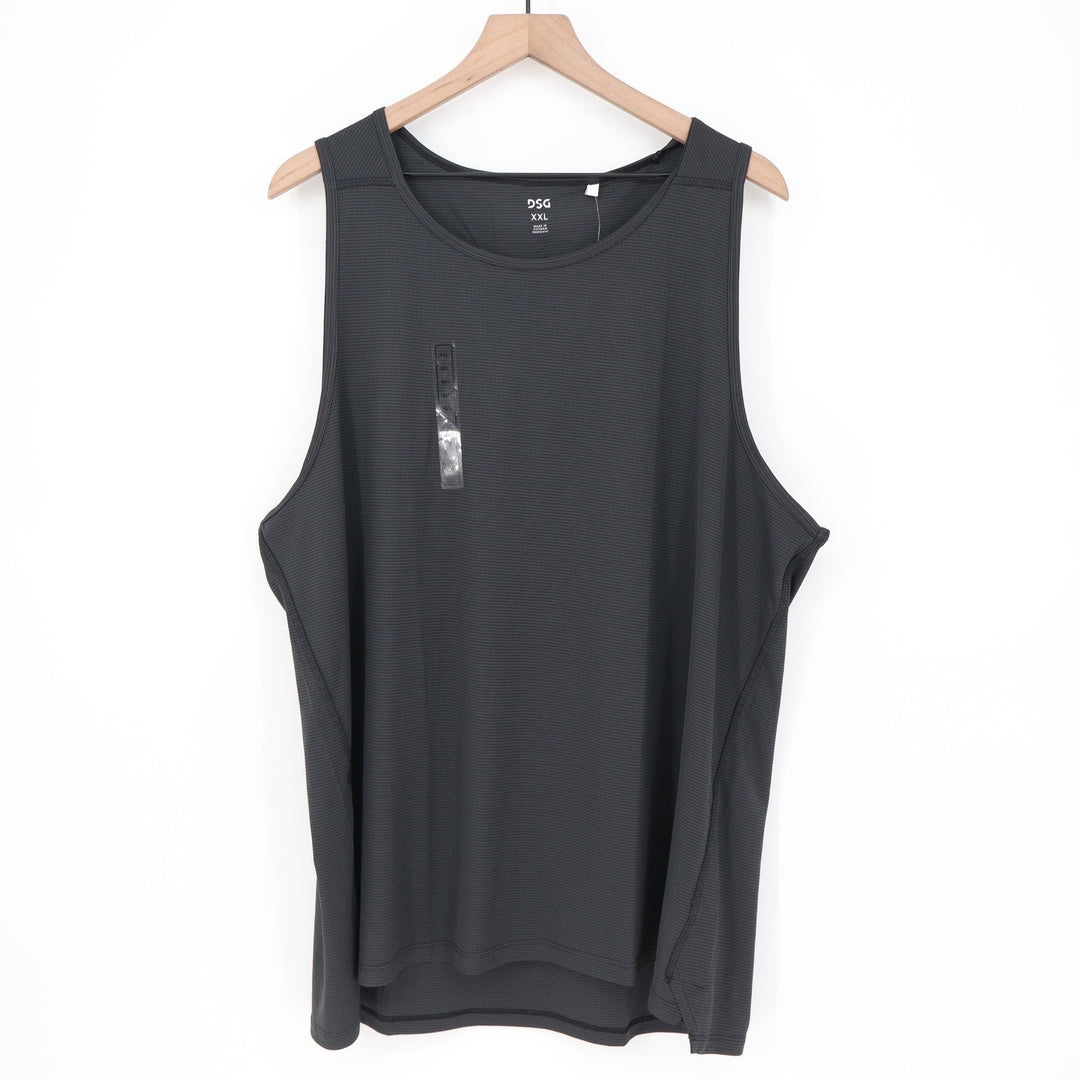 DSG Mens Run Tank Pure Black XXL Reflective Moisture Wicking Athletic Top